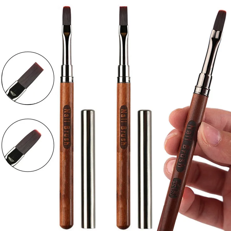 2Style Sandalwood Gel Painting Brush Nail Art Acrylic Builder Accessory for Gel Tip Extension Professional Nail Art Brushes