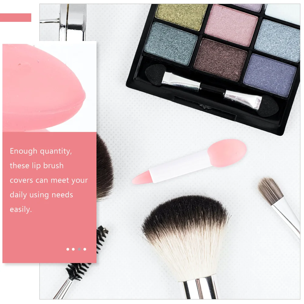8Pcs Lip Brush Covers Silicone Anti-Loss Makeup Brush Protectors Waterproof Dust-Proof Drying Stand for Lip Mask Brushes