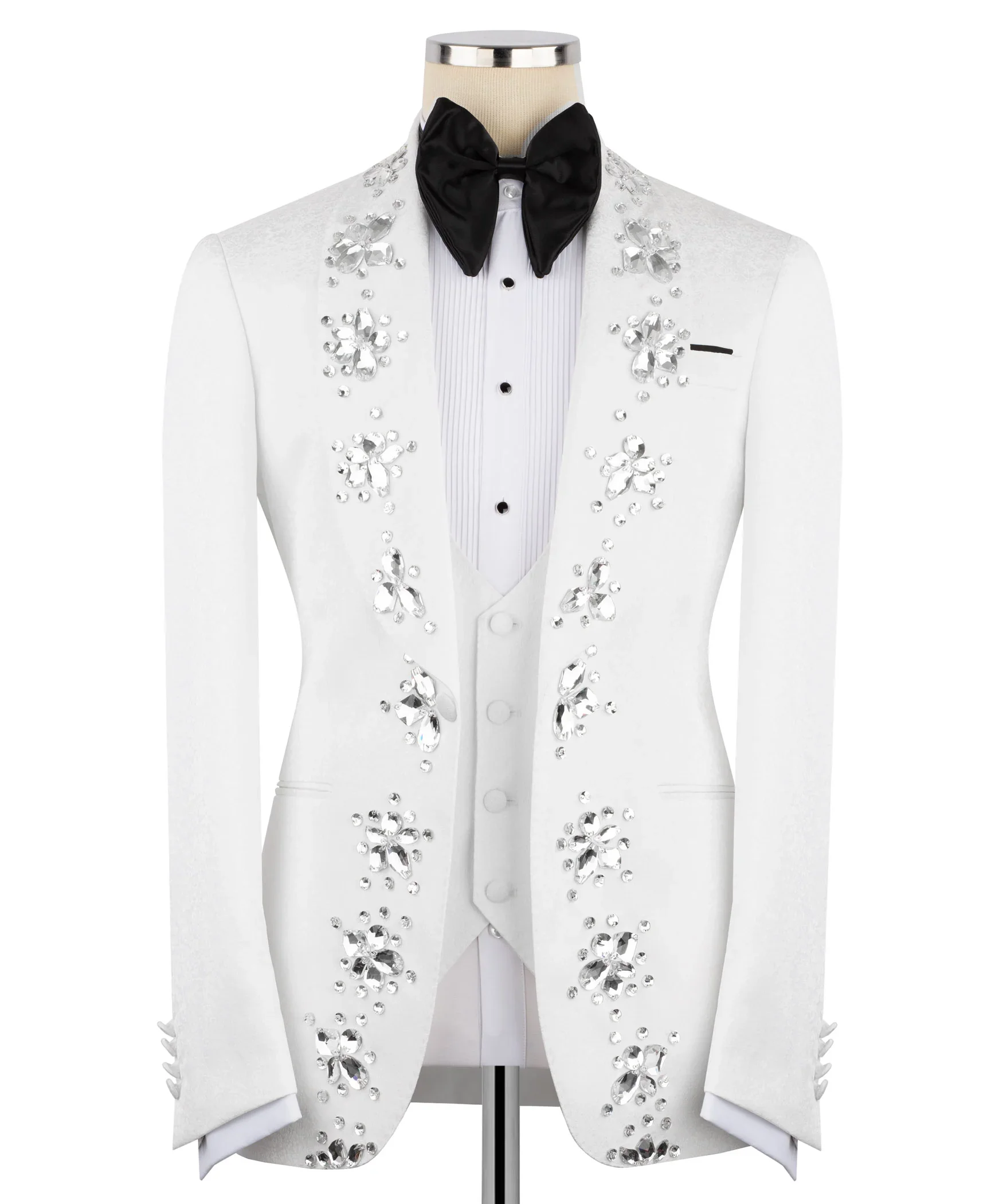 

Custom 2 Piece Suit for Men Luxury Mens Suit For Wedding Handmade Beaded Western Suit French Elegant Black Blazer