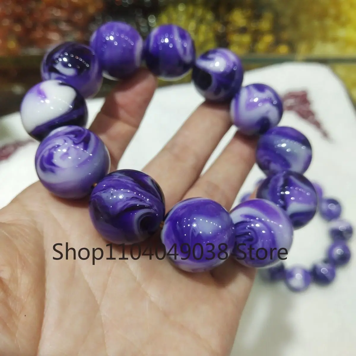 Natural Raw Stone Beeswax Demon Flower White Purple Root Tea Amber Bracelet Luxury Retro Men's and Women's Jewelry Holiday Gift