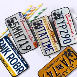 Retro Funny License Plate Number Car Phone Case For iPhone 8 7 6 6S Plus X SE 2020 XR XS 14 11 12 13 Mini Pro Max Mobile Case