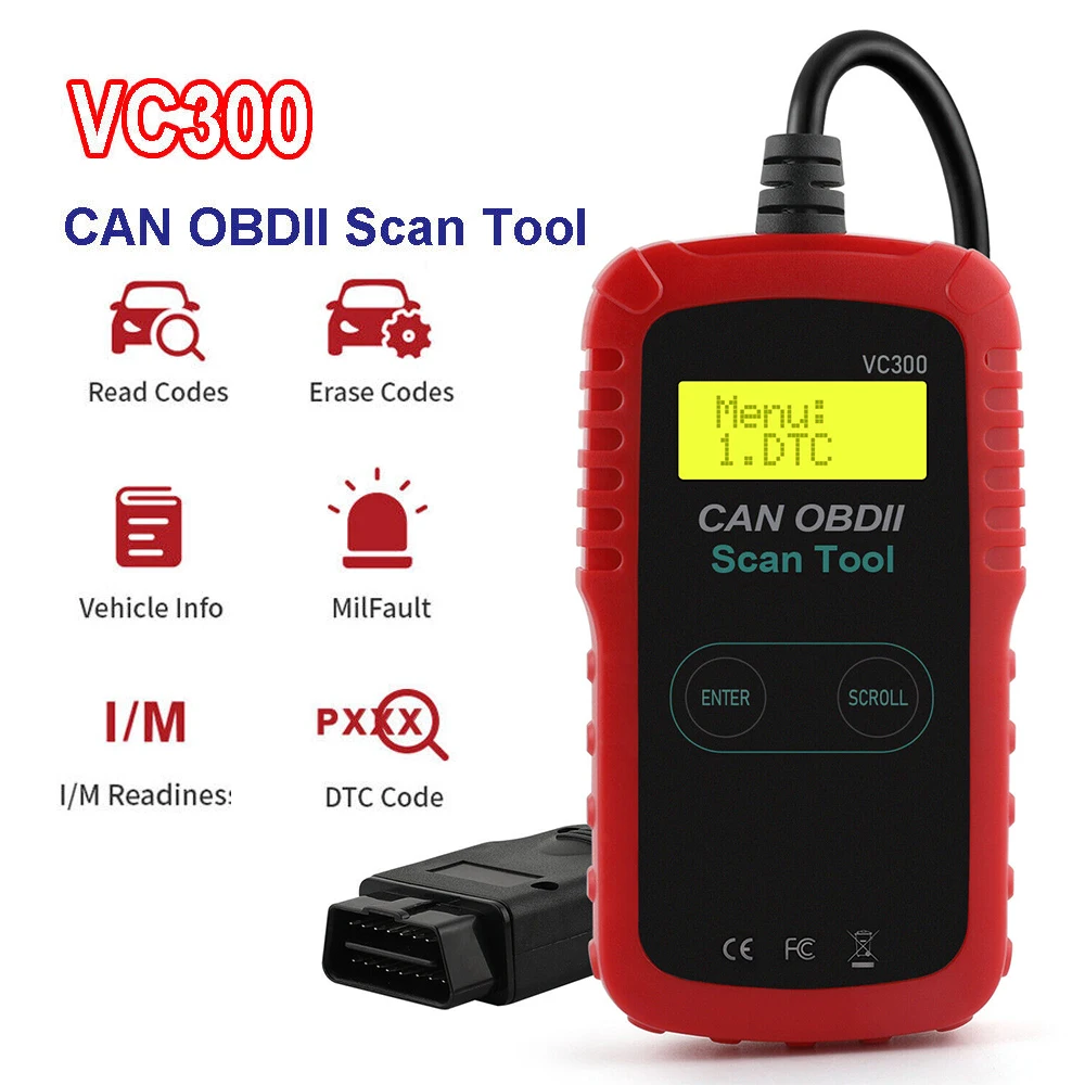 VC300 CAN OBD2 Car Diagnostic Tool Pk ELM327 Check Engine Professional Auto Scanner Code Reader Scan Tools Car Fault Detector