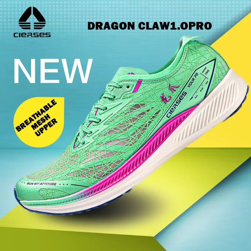CLERSES New Men's Carbon Plate Marathon Running Shoes Breathable Lightweight Cushioning Anti-slip Women's Jogging Shoes 2436