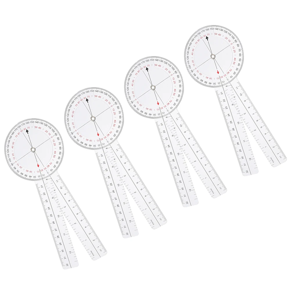 4pcs Protractor Transparent Plastic Angle Ruler Lightweight Portable Measuring Tool For Math Geometry Drawing Kids Learning