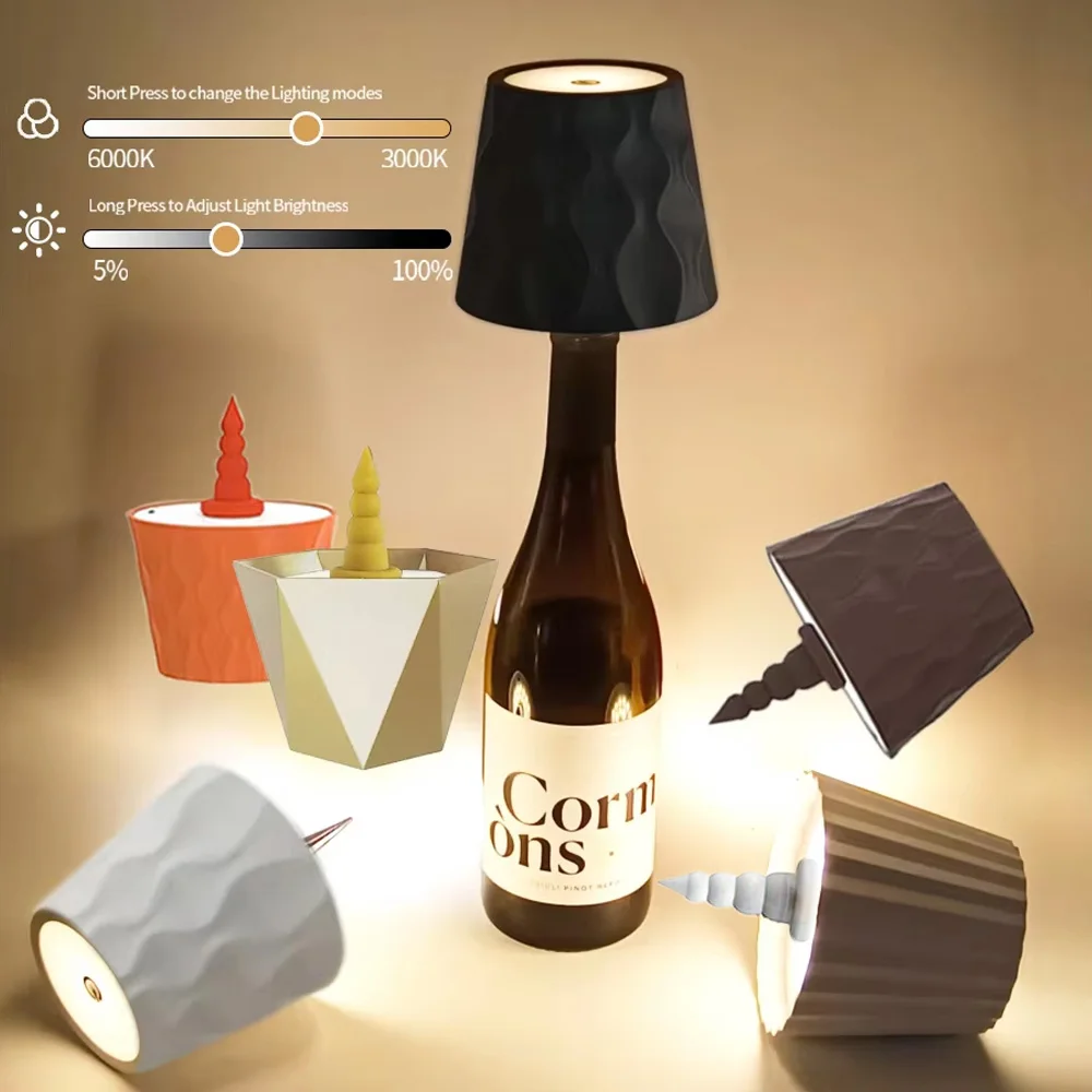 

Wireless Wine Bottle Lamp Type-C Charging Touch Control Wine Bottle Light Dimming LED Table Lamp Cafe Bar Atmosphere Night Light