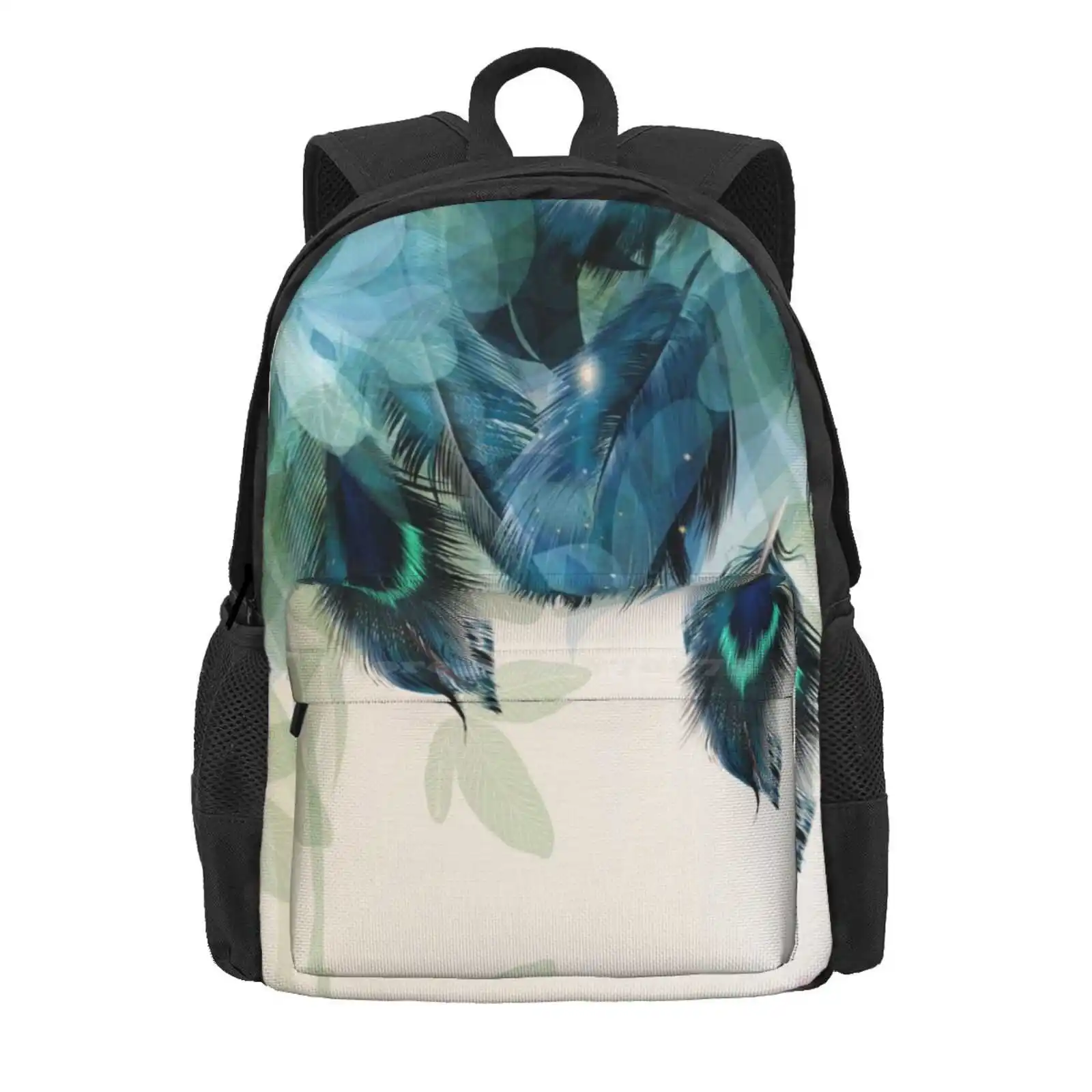 Peacock Feathers Turquoise Hot Sale Schoolbag Backpack Fashion Bags Peacock Lovers Peacock Bird Feathers Peacock Fans Peacock