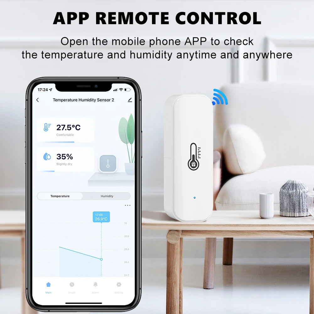 Tuya WiFi/Zigbee Temperature And Humidity Sensor Smart Thermometer Hygrometer APP Remote Monitor Works With Alexa Google Home