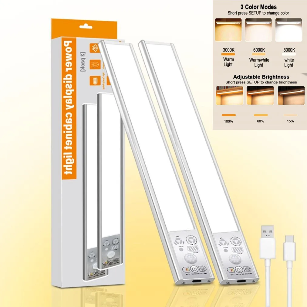 ナイトライト-led-モーションセンサー付き-1500mah-充電式アンダーキャビネットランプ磁気クローゼットライト-3-色調光可能寝室用