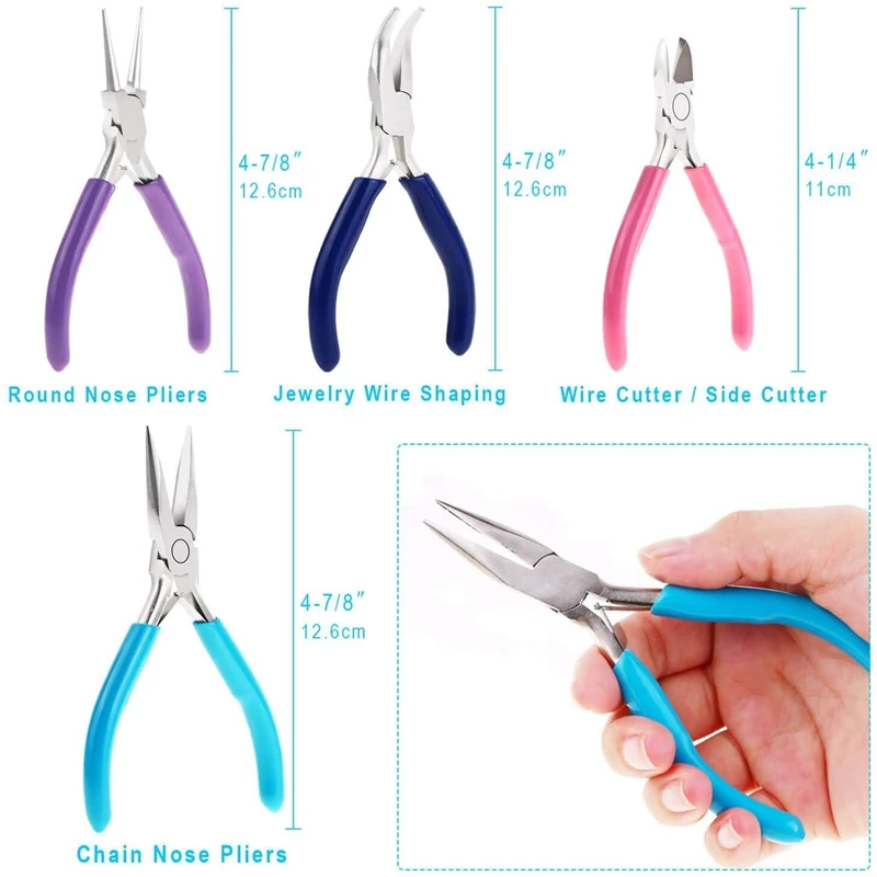 4 Pcs Jewelry Making Tools Kit Jewelry Pliers With Needle Nose Pliers For Crafts Wire Wrapping Jewelry Making Supplies