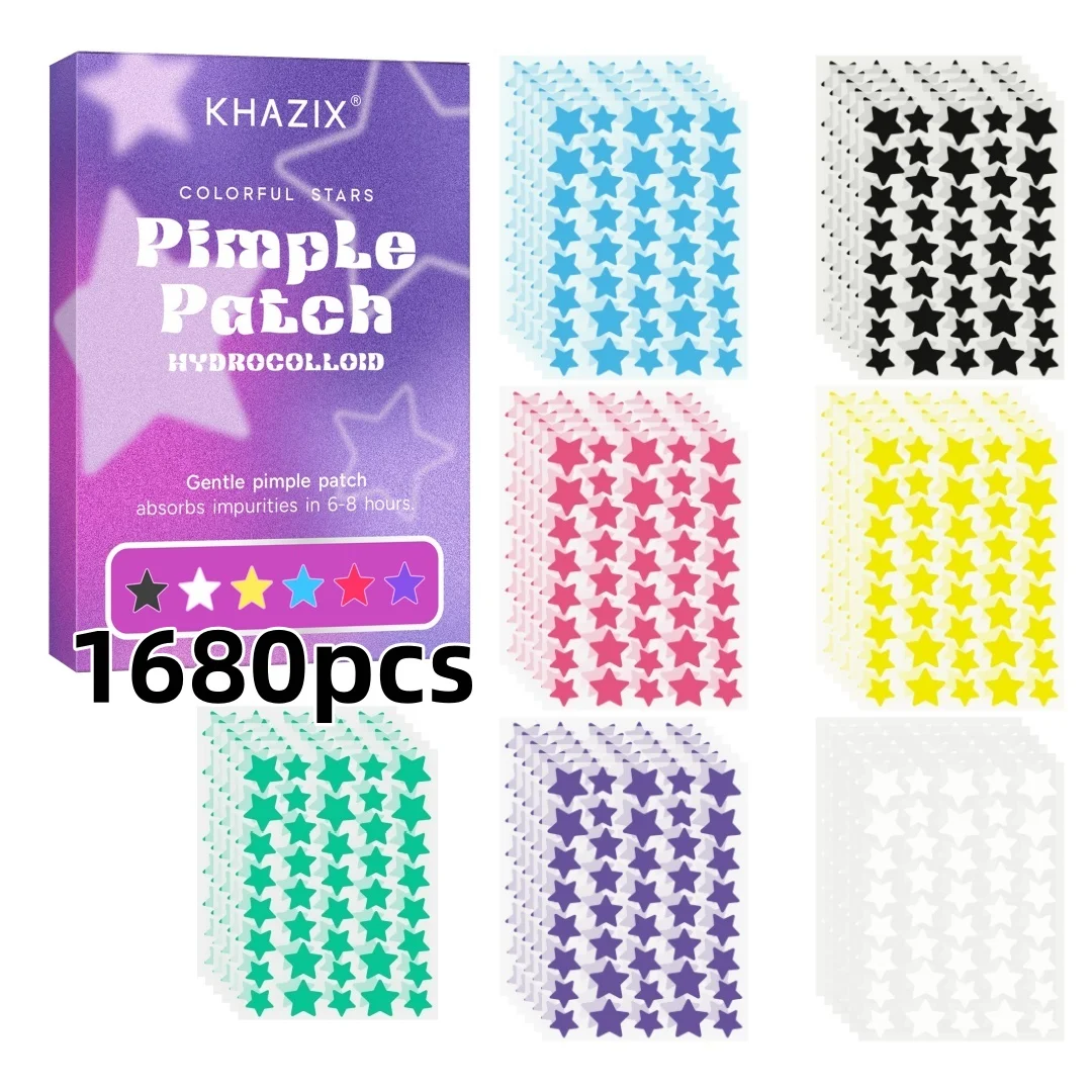 280pcs/1680pcs Colorful Star Shaped Hydrocolloid Acne Patches, Cute Decorative Pimple Patches with Waterproof Adhesion