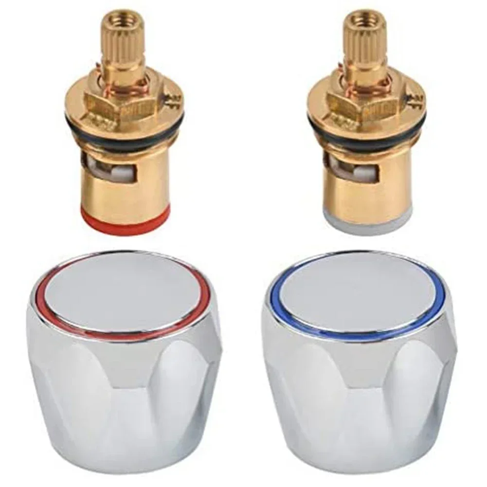 2pcs Copper Valve Faucet Handle Handwheel Replacement ABS Blue Handwheel New Red 1/2inch For Replacing Worn-out Faucet