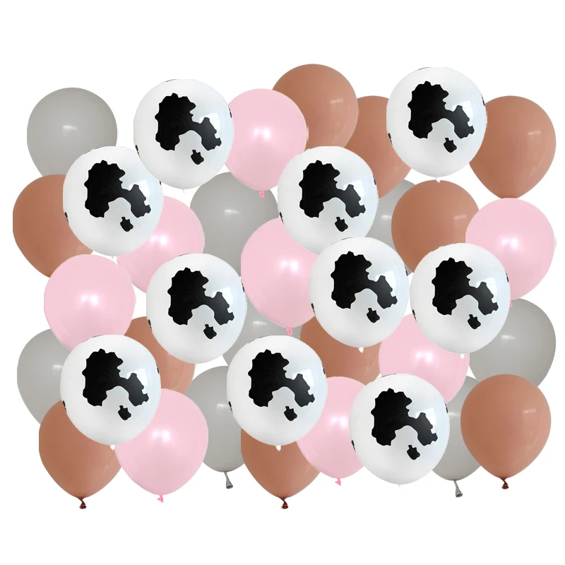 40Pcs Farm Party Cow Theme Balloon Arch Garland Kit Coffee Khaki Latex Balloons for CowBoy CowGirl Party Baby Shower Decoration