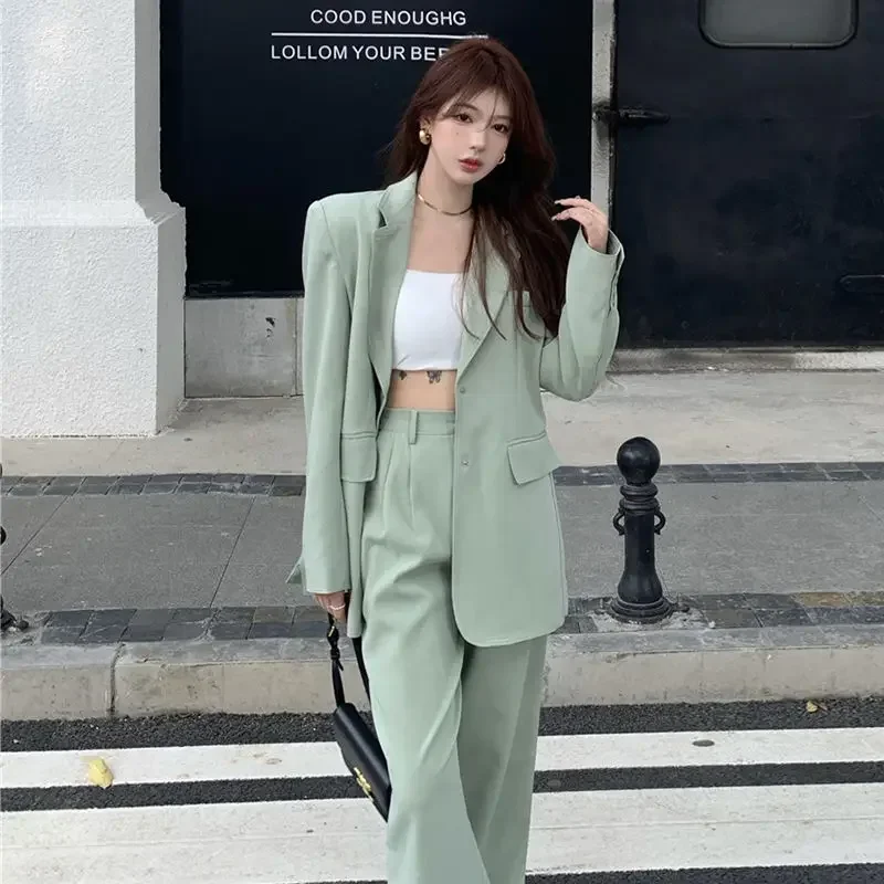 Baggy Trouser Suit Outfit Womens 2 Pant Sets Green Two Piece Set Pants for Women Camel Blazer and Groups of Trend 2024 Cheap Xxl