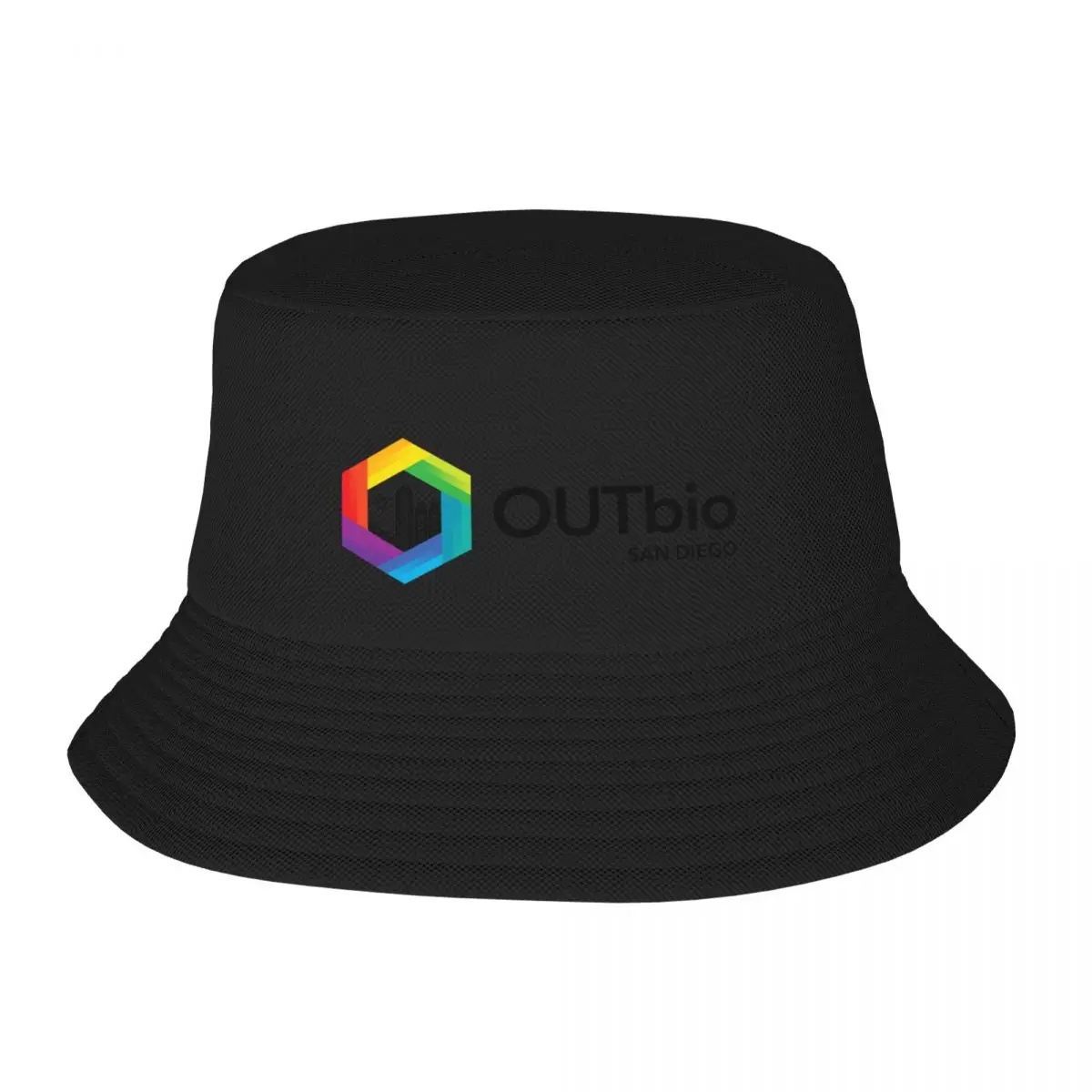 OUTbio San Diego Rainbow Logo with Horizontal Black Text Bucket Hat fashionable Sunhat Trucker Hat Men's Hat Luxury Women's