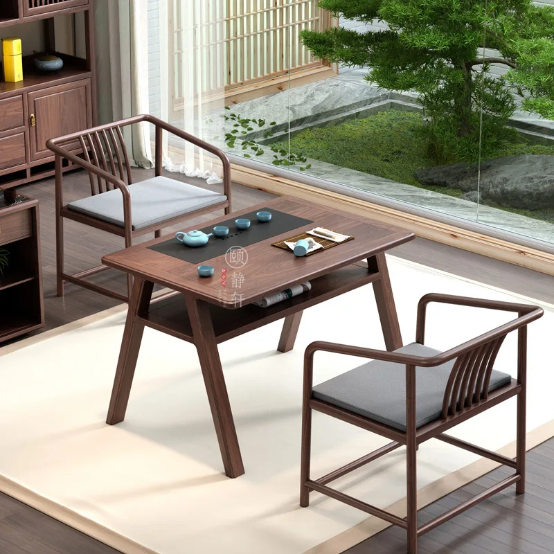 شرفة طاولة شاي وكرسي مزيج مكتب خشب صيني صلب جديد #2