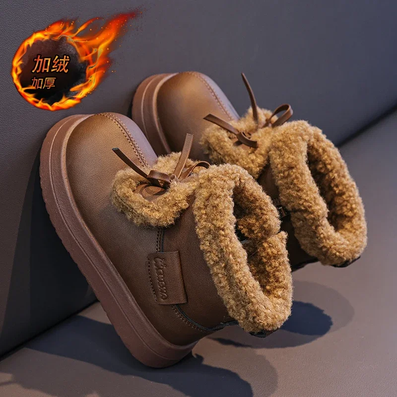 

Girls Casual Warm Anti-slip Winter Cotton Shoes Casual Outdoor Fashion Flat Footwear S-106 Children Thick Sole Suede Snow Boots