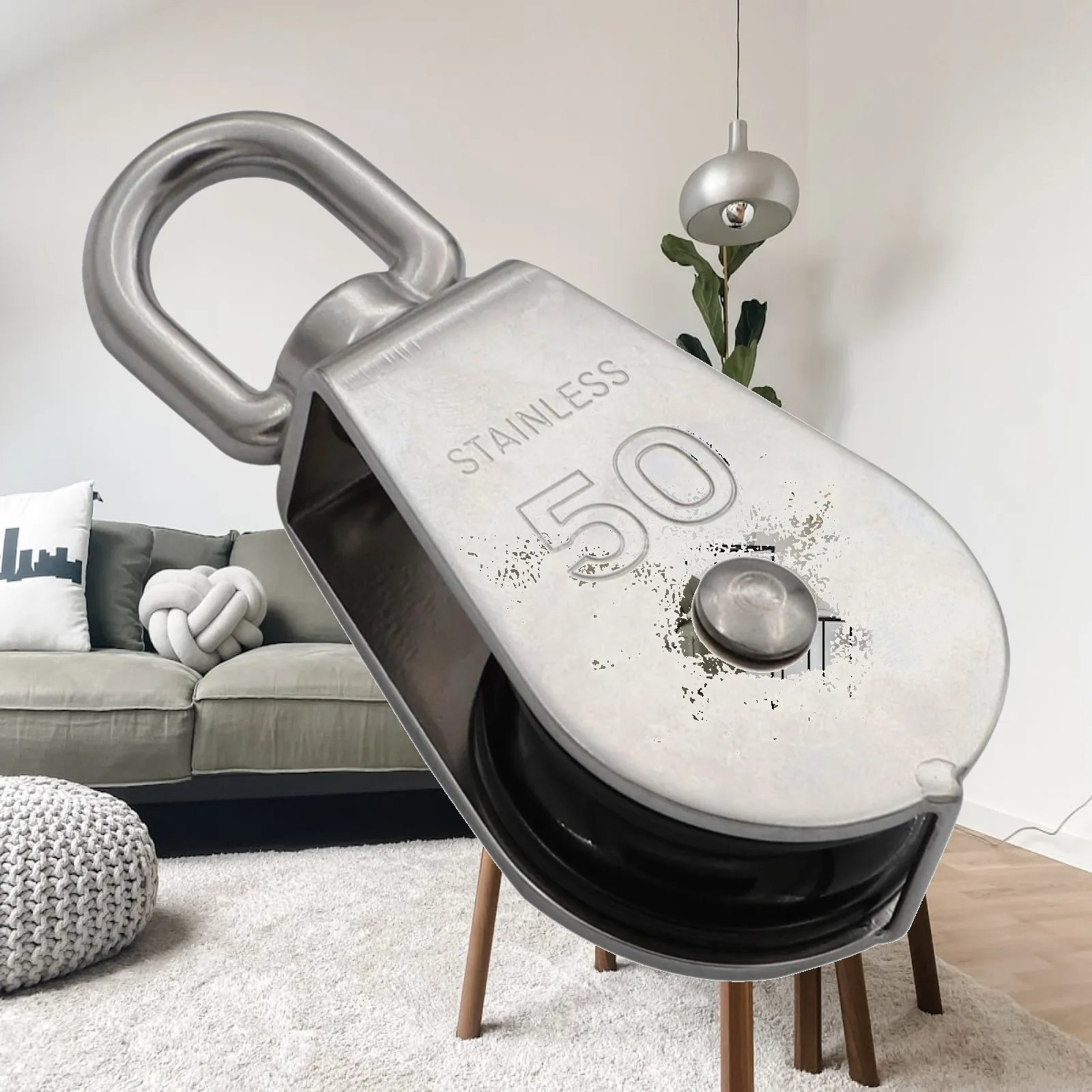 M50 Stainless Steel Single Pulley, Wire Rope Suspension for Rope Lifting,