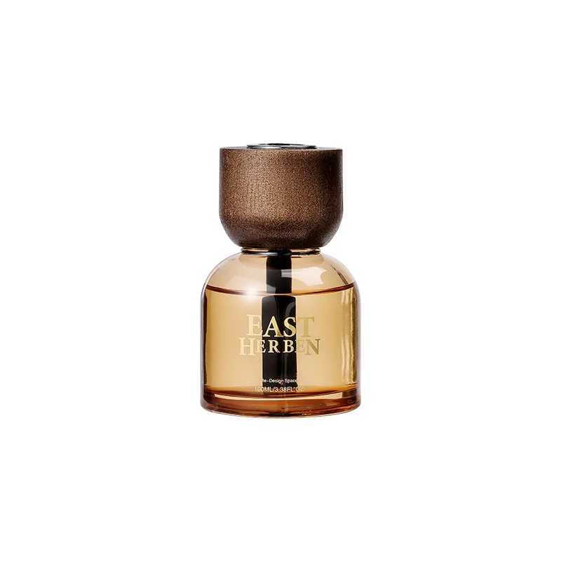 Glass Reed Diffuser With Wooden Lid Fireless Aromatherapy Long Lasting Light Scent Dual Use For Car & Home Rattan Essential Oil