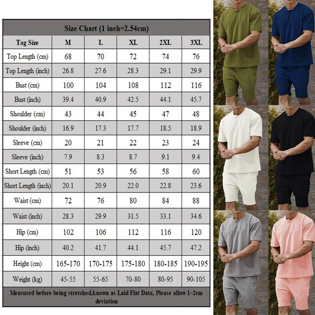 メンズ半袖Tシャツとワイドレッグショーツセット、スポーツウェア、ファッション、夏