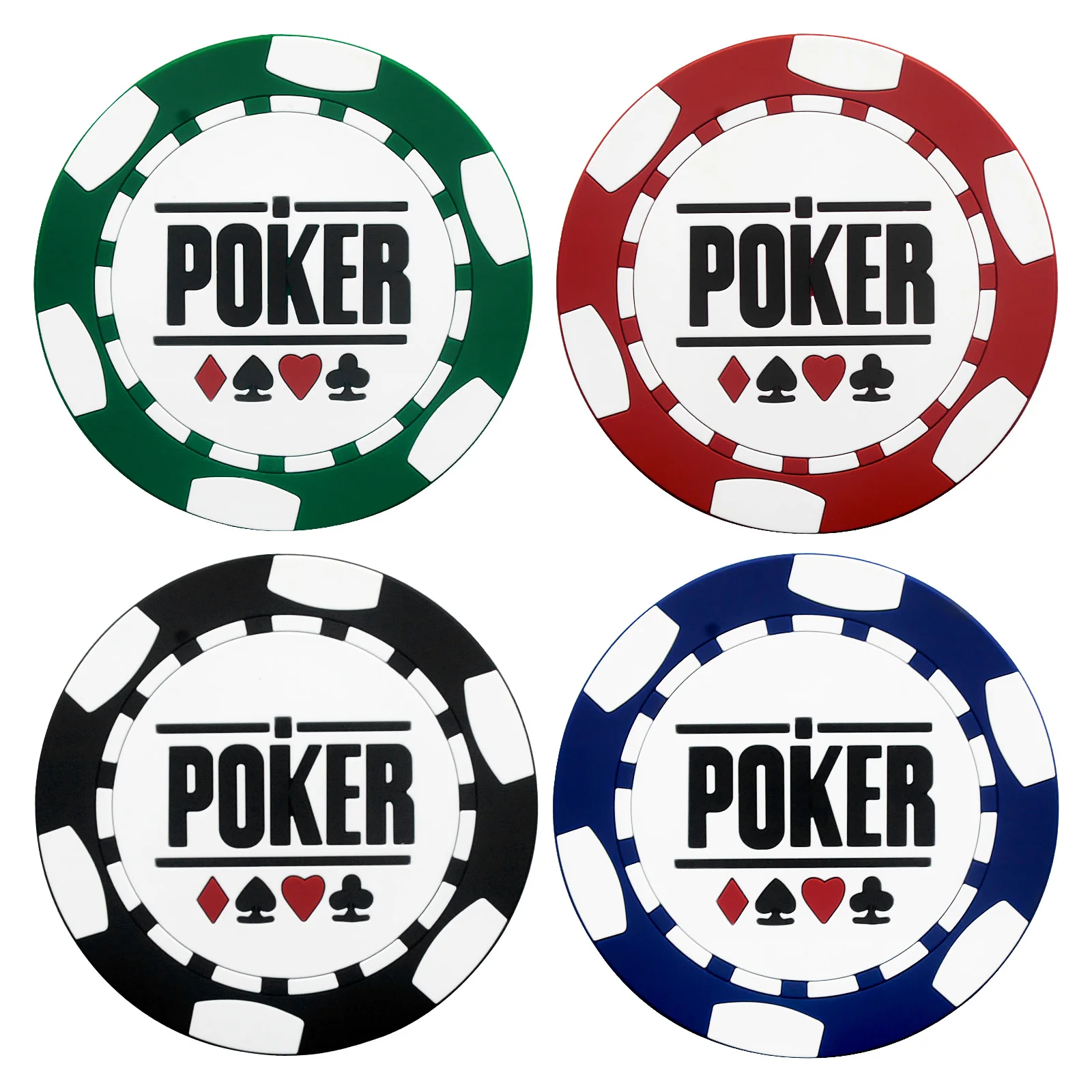 

Casino Poker Coasters 4 Pack with Thermal Insulation and Anti-Slip for Drinks – Casino Theme Fun Poker Coasters for Home Bars