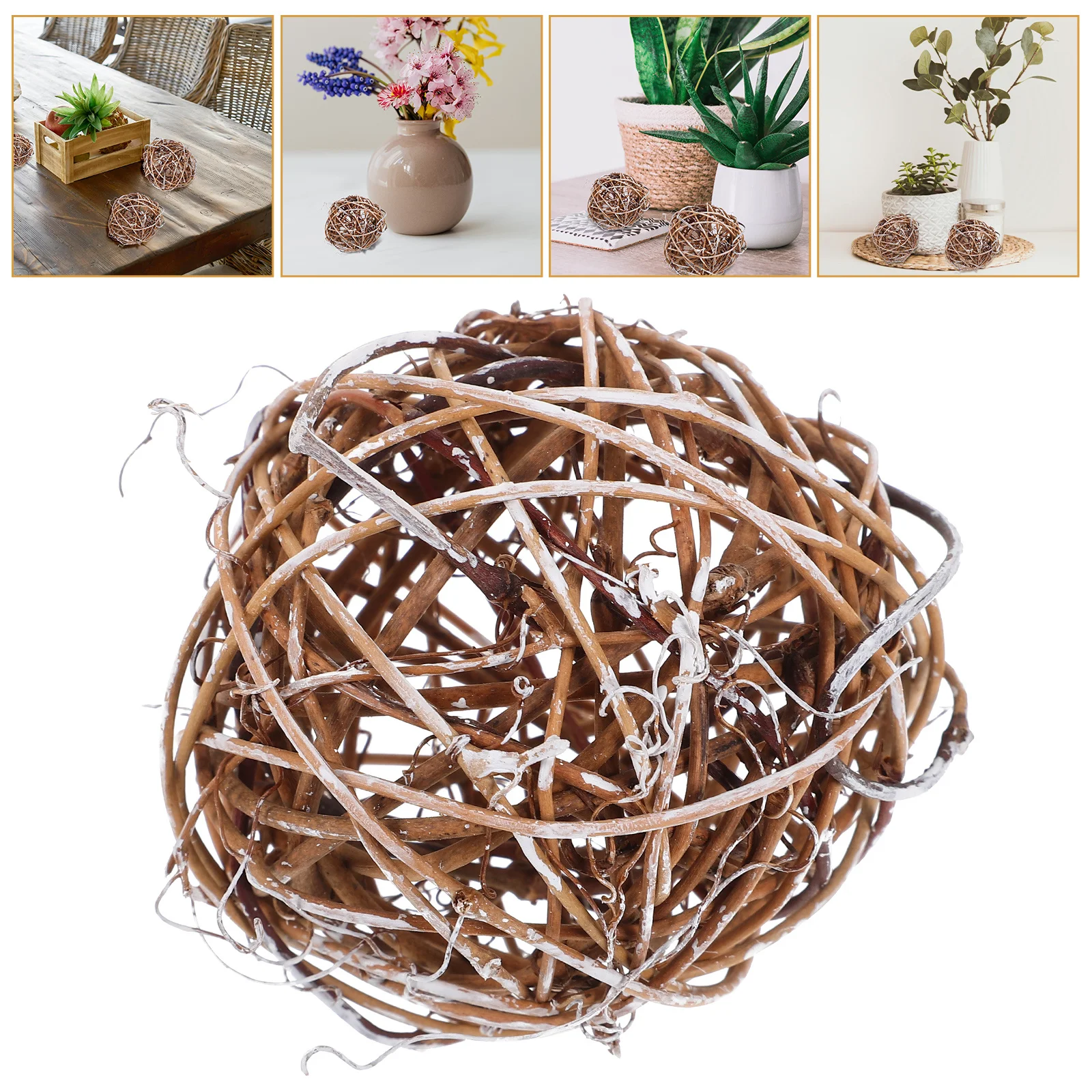 

10pcs Natural Rattan Balls Decorative Hanging Pendants For Home Bathroom Bedroom Living Room Party Craft Centerpiece Bowl
