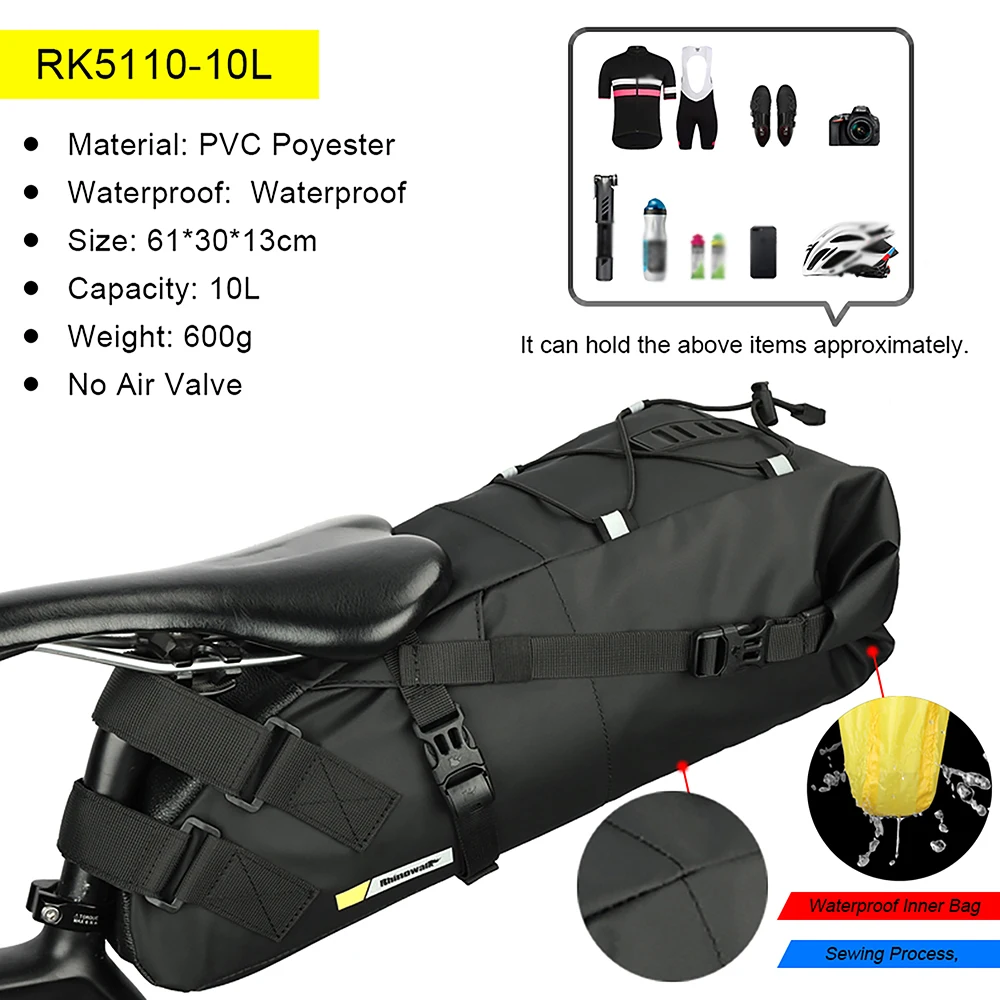 

Bike Saddle Tube Bag Waterproof Bicycle Under Seats Bag Large Capacity Cycle Storage Bag Quick Release Bicycle Accessories