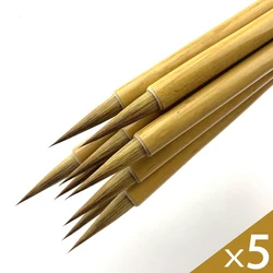 5 Pcs Bamboo ZhongKai Calligraphy Brush Pen Traditional Chinese Painting Brush Weasel Hair Medium Regular Script Writing Brush