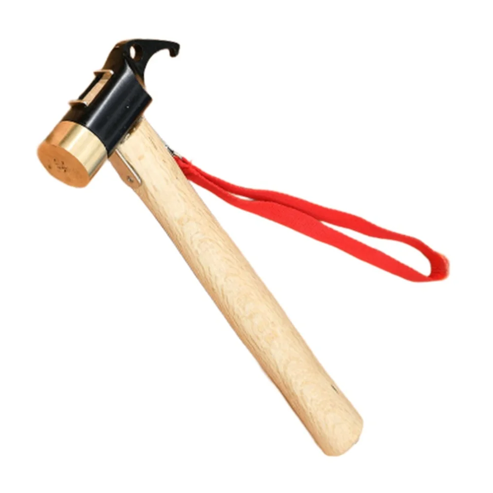 Compact Field Hammer with Carbon Steel Head and Natural Wood Handle Designed for Tent Stake Driving and Travel Use