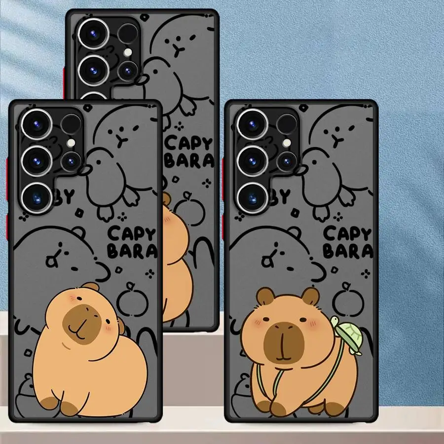 

Cute Capybara Cartoon Black Edge Phone Case for Samsung Galaxy S10 S24 FE S25 Edge S23 Ultra S20 S22 Plus S9 S21