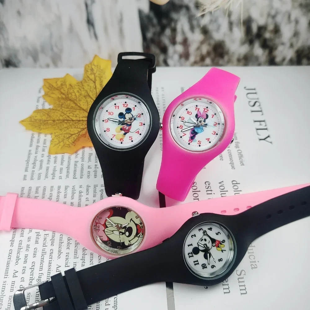 Disney Mickey Minnie Silicone Kids Watch Boys Girls Time Machines Waterproof Quartz Watches for Kid Children Sports Wristwatches