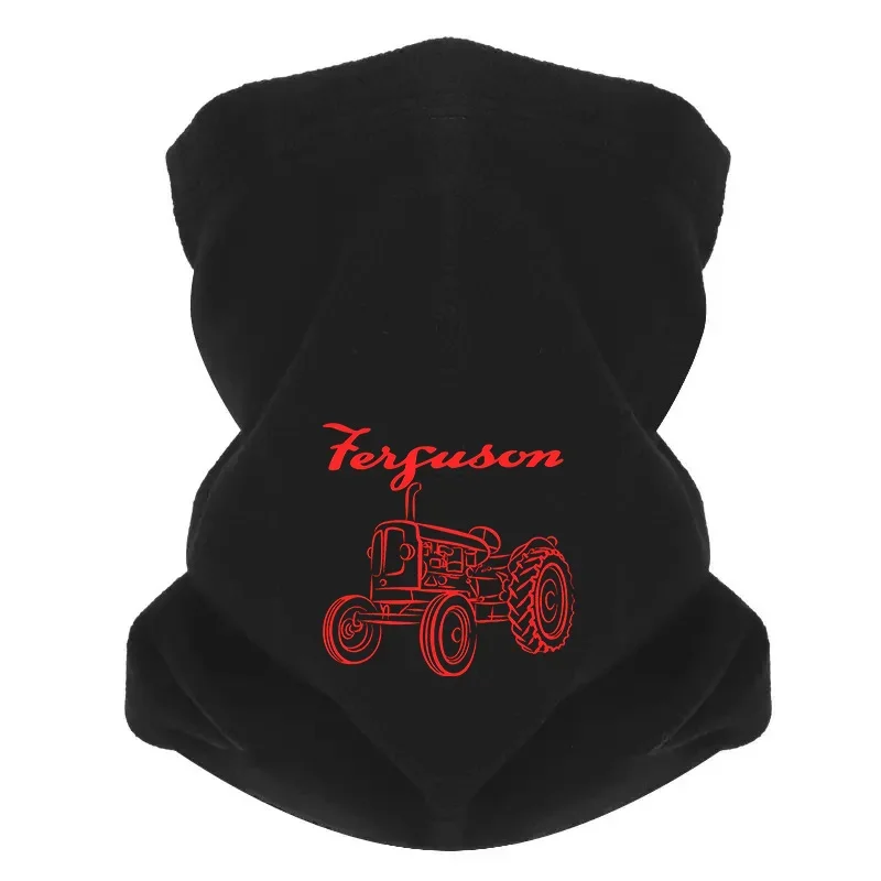 Red tractor Ferguson black background  Men Outdoor Scarf Mask Neck Gaiter Hat Women cap Headgear Windproof Keep Warm Winter Mult