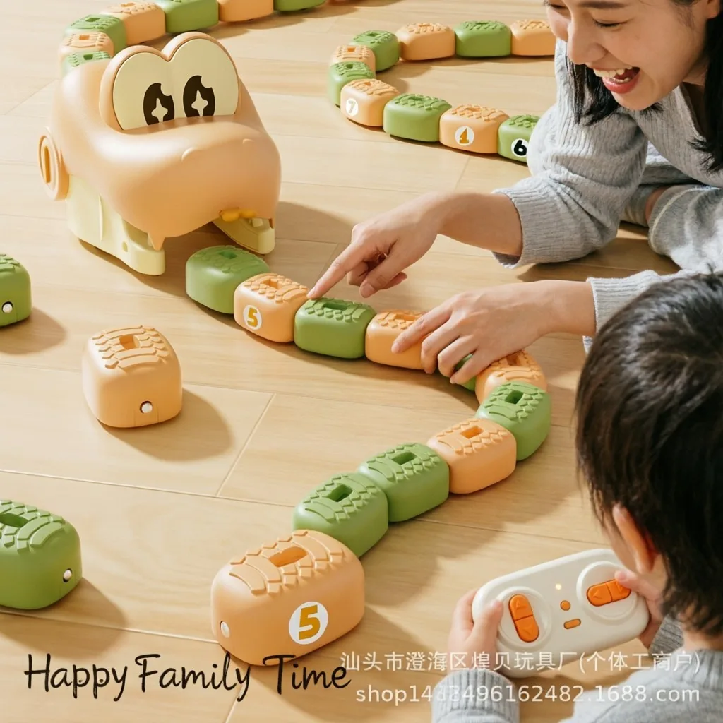 Remote Control Snake Crocodile Toy Rechargeable, Interactive Puzzle Board Game Stress Relief, Electric Animal Toys Gift for Kids