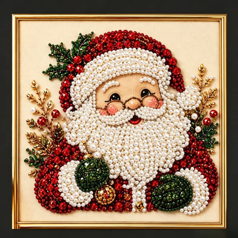 Christmas Santa Pearl Art DIY  - Embroidery Xmas Ornaments review and price