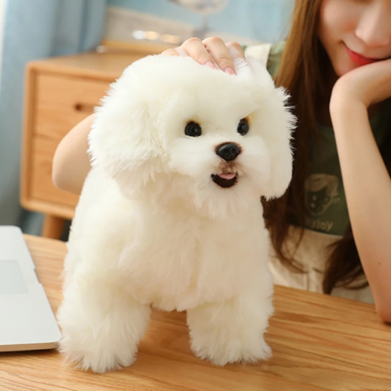 Interactive Simulation Bichon Stuffed Doll - Cute Soft Sleeping Fidget Puppy Toy for Pet Accompany Supplies 2025 New