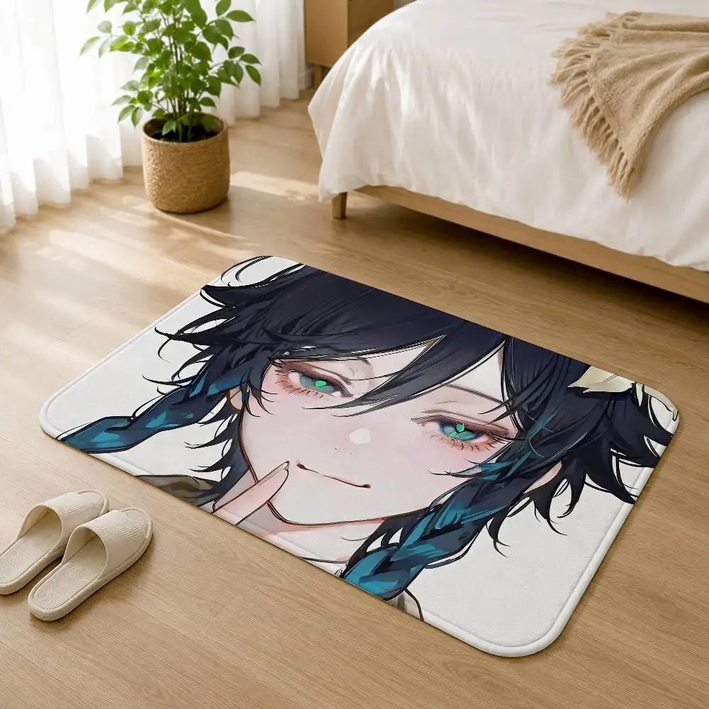 Cute G-Genshin-I V-Venti W-Wendy Short Plush Anti-Slip Rug Soft Machine Washable Floor Mat Home Decor
