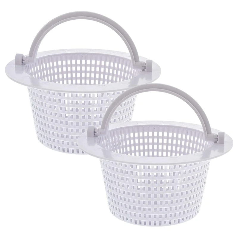 Swimming Pool Skimmer Replacement Basket With Handle, 2 Pack - Above Ground Pool Thru-Wall Skimmer Baskets