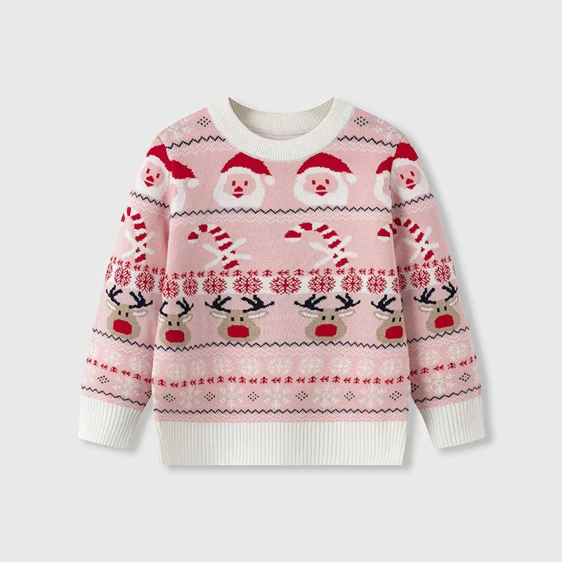

Christmas Sweaters Children Cartoon Top Girls Long-Sleeved Crew-Neck Pullover Autumn New Casual Knitwear Winter Baby Cute Jumper