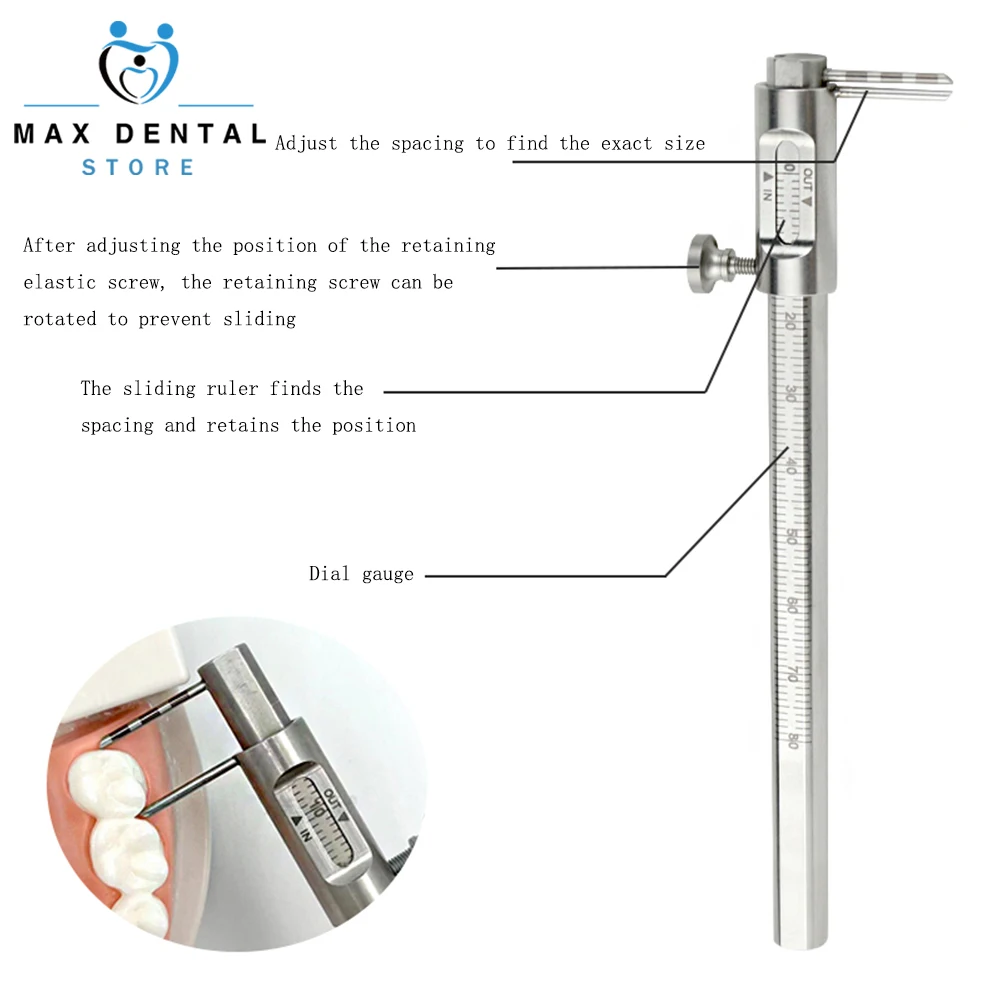 Pied à coulisse dentaire, indicateur de ruisseau orthodontique, jauge de mesure d'implant dentaire, règle VDO, 1 pièce