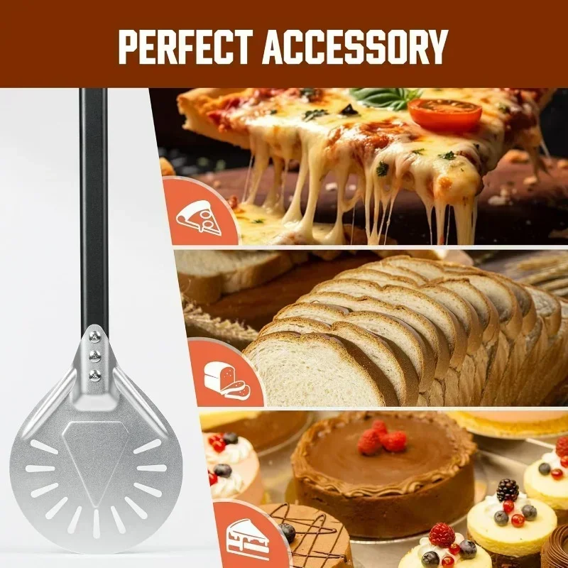 7/8/9/12inch Aluminum Pizza Peel with Handle Oven Pizza Turning Peel for Outdoor Pizza Ovens Pizza Oven Accessory image 15