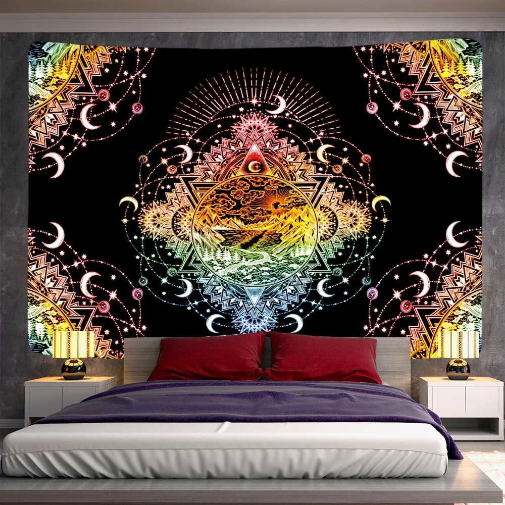 Psychedelic scene home decoration Mandala tapestry wall hanging wizardry tapestry Hippie Bohemia decorative sheet sofa blanket