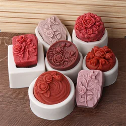 Round Rose Soap Silicone Mold Valentine's Day Flower Soap Mold DIY Peony Tulip Rose Plaster Candle Mold Valentine's Day Gift