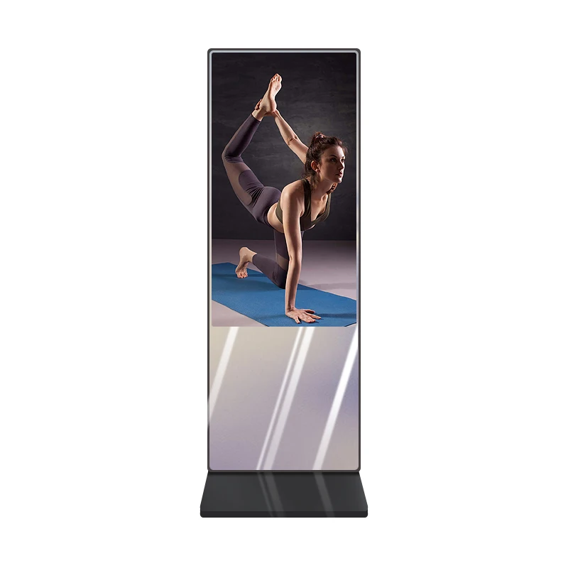 Smart 43 LCD Floor Stand Mirror Display For Fitness Yoga Sport Body Sensor Restroom Digital Signage Video Application