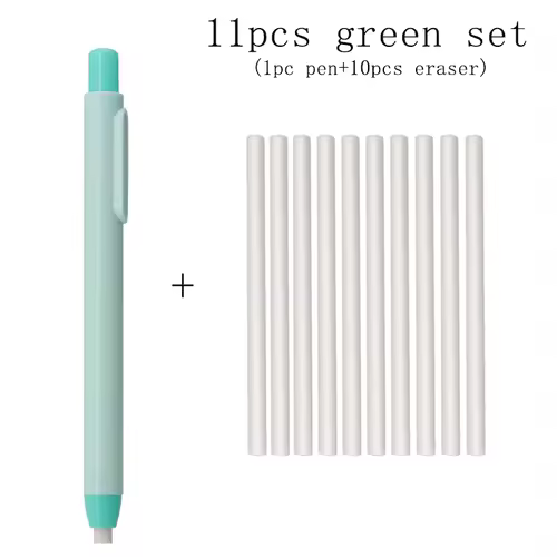 11Pcs/Set New Creative Pen Shape Press Type Pencil Eraser with Replaceable Core Sketching Painting Writing Erase Supplies - Image 9