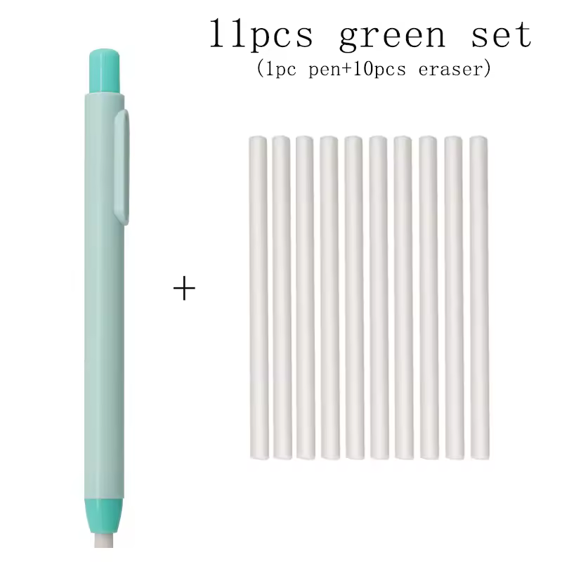 11Pcs/Set New Creative Pen Shape Press Type Pencil Eraser with Replaceable Core Sketching Painting Writing Erase Supplies - Image 9