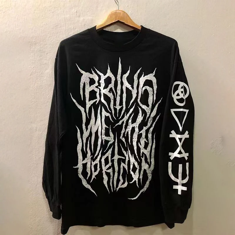 

Hip Hop Harajuku Graphic Print Cotton Tee Chic Streetwear Punk Long Sleeve T-shirt Vintage Gothic Y2K Cotton T-shirt Clothing