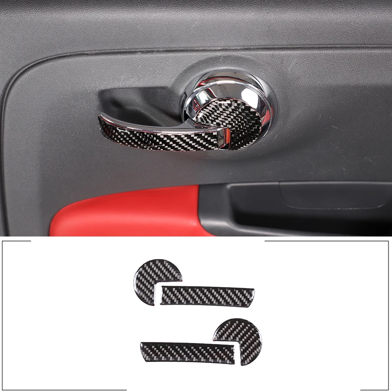 

For 2011-2019 Fiat 500 Soft Carbon Fiber Style Car Styling Car Door Inner Handle Sticker Car Interior Protection Accessories