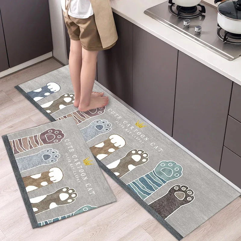 

JSL36Animal Cartoon Non-slip Kitchen Mat Flannel Washable Floor Mats Kitchen Long Carpets Bathroom Entrance Bedroom Door Mat9Ok%