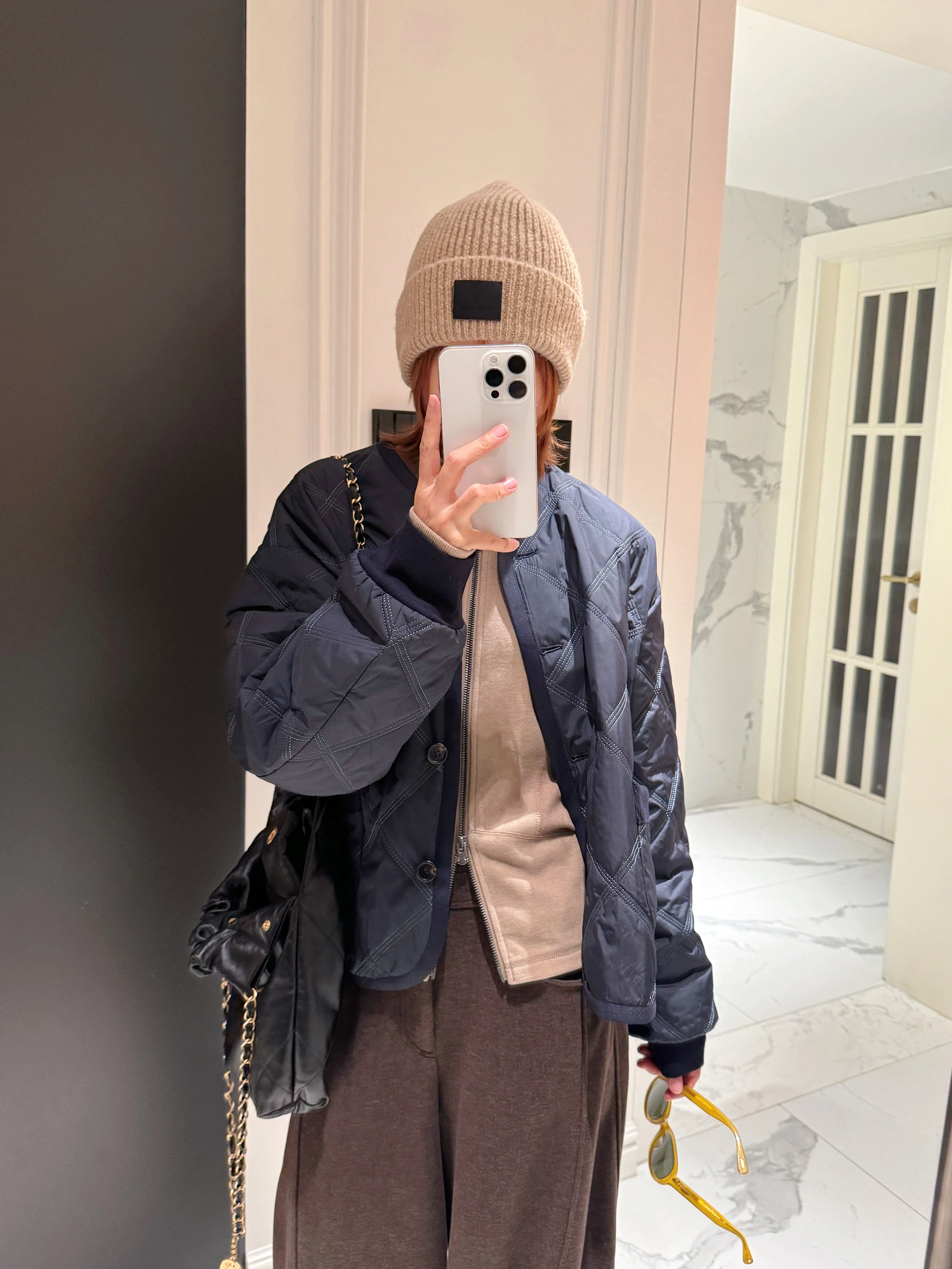 

Lightweight Thin Cotton Jaet Women's V-ne Sewing Cotton Clothes High ibili Matching Spring Autumn Winter Outerwear