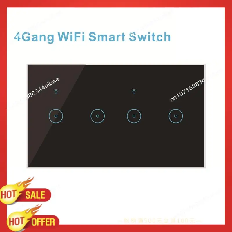 B47C Wifi สมาร์ทสวิตช์ไฟผนัง 10A แผงสัมผัสกระจกไร้สาย Interuptor รีโมทคอนโทรลไร้สาย