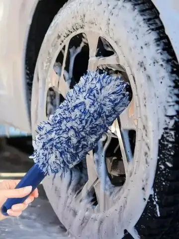 Car Wash Super Brush Plush Premium Wheels Brush Non-Slip Handle Easy To Cleaning Rims Spokes Wheel Barrel Car Detailing